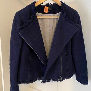 J. Crew petite tweed motorcycle jacket with fringe